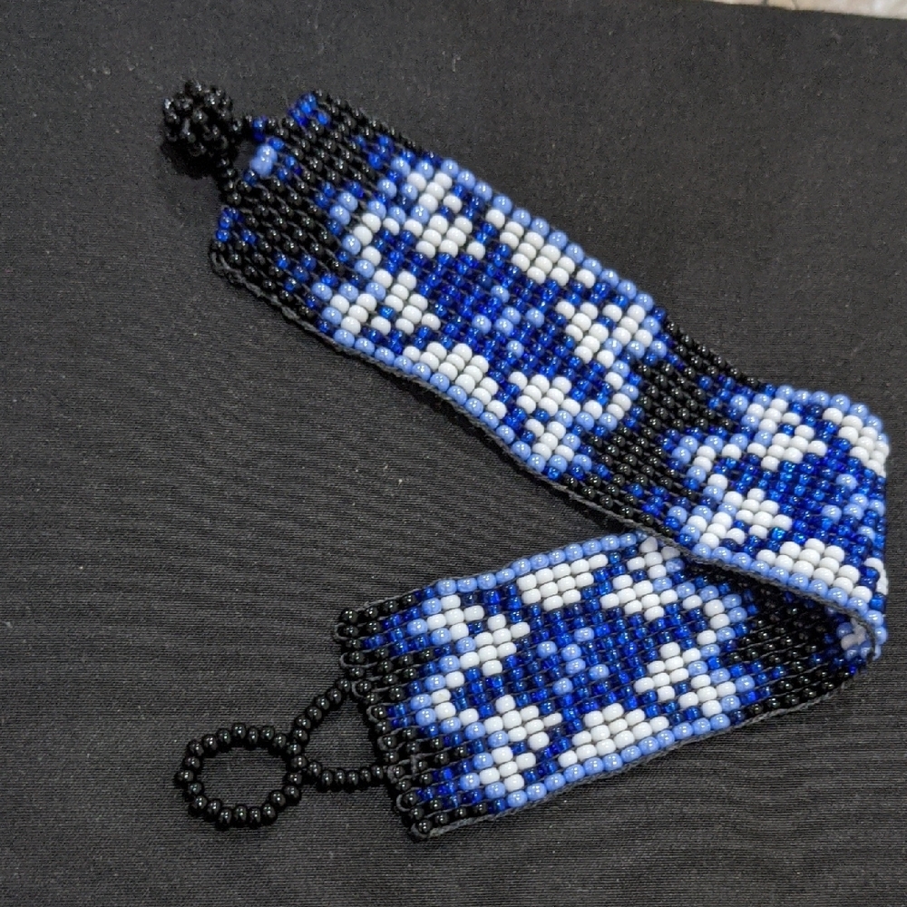 Blue and Black Beaded Bracelet